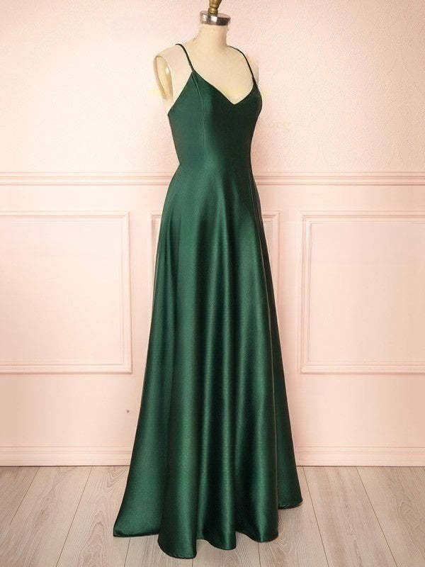 A-line V-neck Silk-like Satin Floor-length Bridesmaid Dresses for Your Special Day