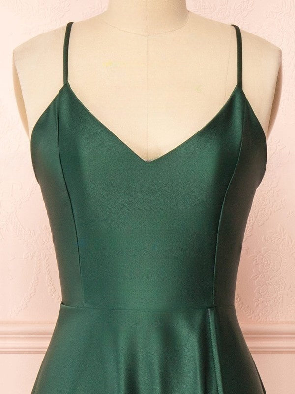 A-line V-neck Silk-like Satin Floor-length Bridesmaid Dresses for Your Special Day