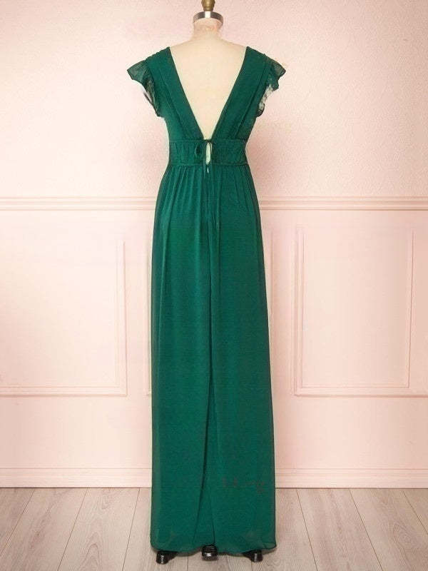 A-line V-neck Chiffon Floor-length Bridesmaid Dresses with Sashes/Ribbons