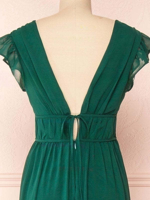 A-line V-neck Chiffon Floor-length Bridesmaid Dresses with Sashes/Ribbons
