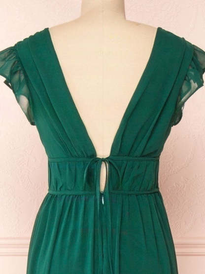 A-line V-neck Chiffon Floor-length Bridesmaid Dresses with Sashes/Ribbons