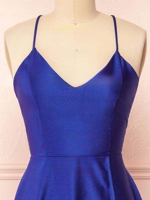 A-line V-neck Silk-like Satin Floor-length Bridesmaid Dresses