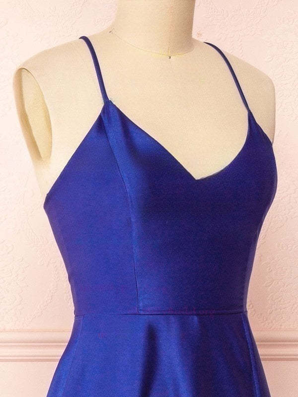 A-line V-neck Silk-like Satin Floor-length Bridesmaid Dresses