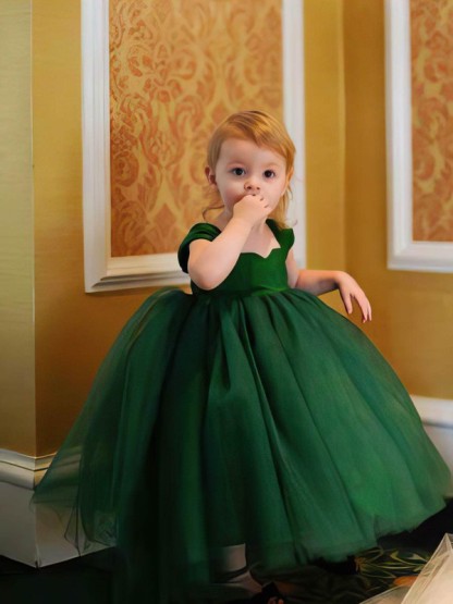 Sweetheart Tulle Tea-length Ball Gown with Ruffles for Flower Girl Dresses