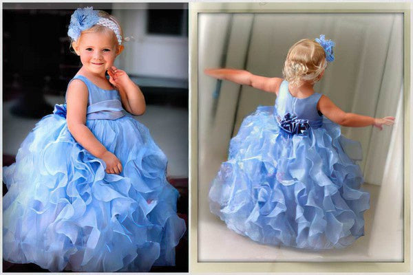 Organza Floor-length Flower Girl Dresses with a Ball Gown Scoop Neck