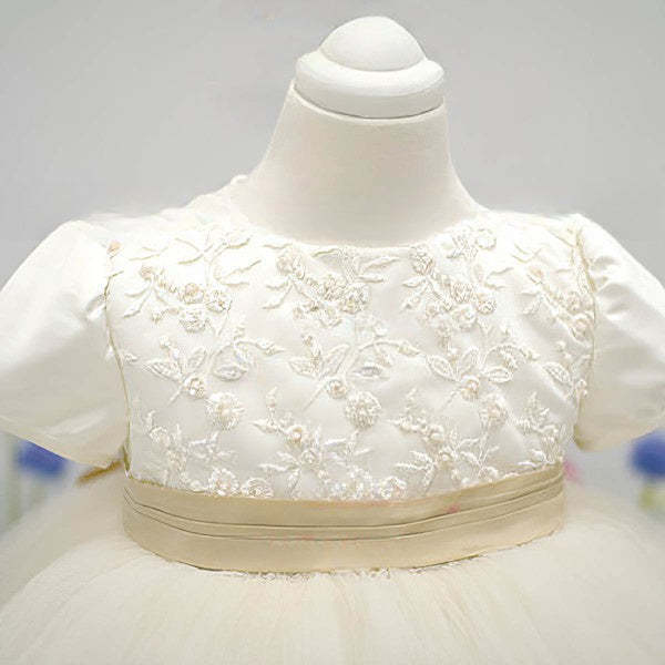 Satin Tulle Ball Gown with Bow and Flower - Perfect for Girls!