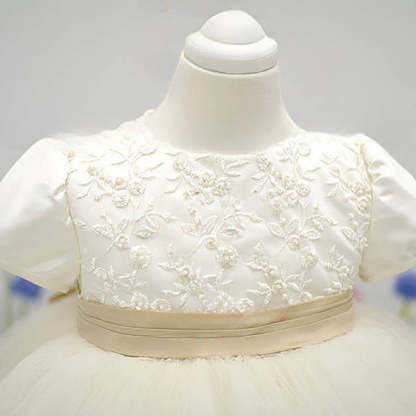Satin Tulle Ball Gown with Bow and Flower - Perfect for Girls!