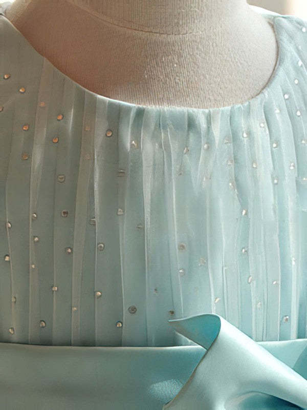 Satin Tulle Knee-length Flower Girl Dresses with Ball Gown Scoop Neck