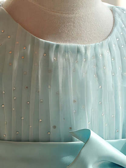 Satin Tulle Knee-length Flower Girl Dresses with Ball Gown Scoop Neck