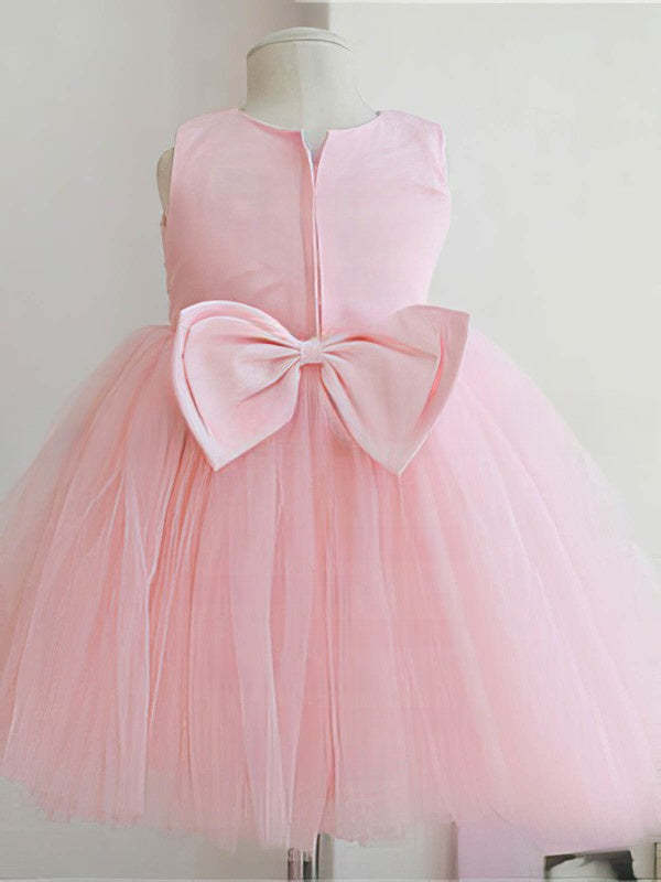 Short/Mini Bow Flower Girl Dresses - Scoop Neck Ball Gown Tulle