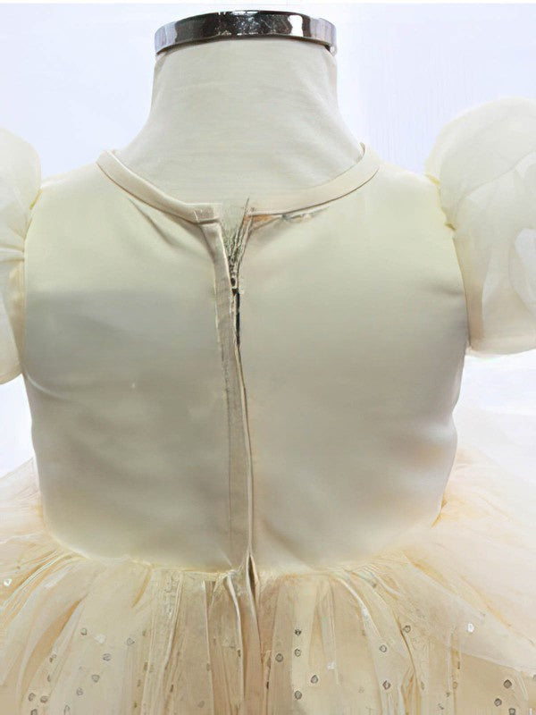 Satin Tulle Knee-length Ball Gown with Beading and Flower Girl Dresses