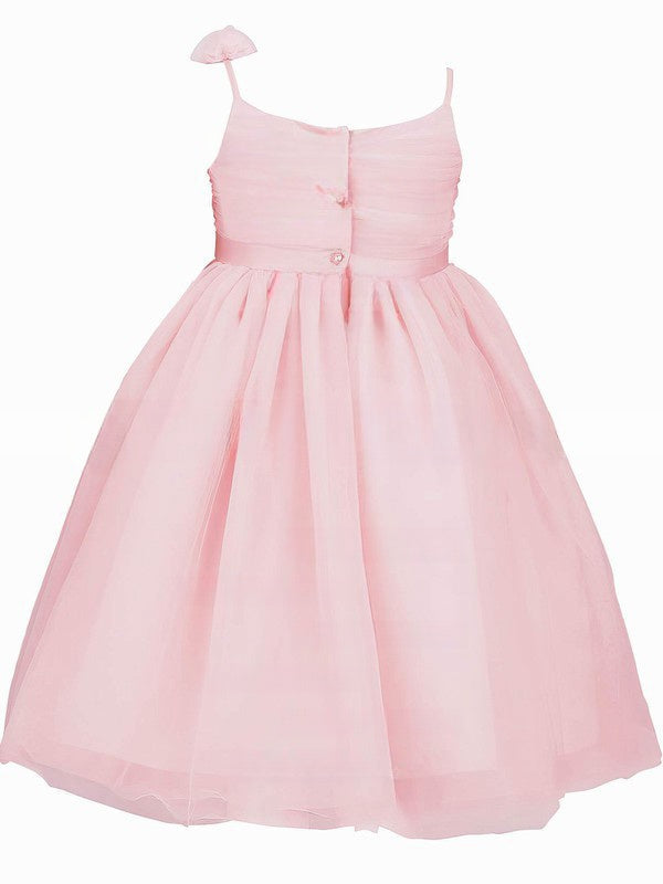 V-neck Pink Tulle Flower Ball Gown Flower Girl Dress for Fashionistas
