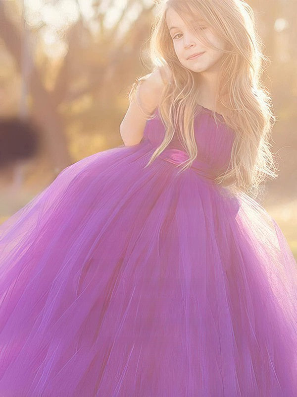 Flower Girl Dresses with Square Neckline & Tulle Sashes - Trendy & Stylish