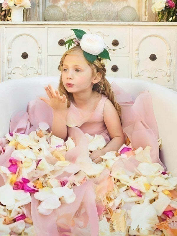 A-line Scoop Neck Organza Prettiest Flower Girl Dresses with Floor-length Sashes/Ribbons