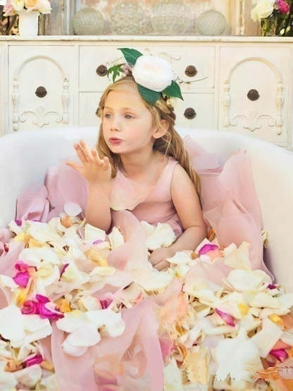 A-line Scoop Neck Organza Prettiest Flower Girl Dresses with Floor-length Sashes/Ribbons