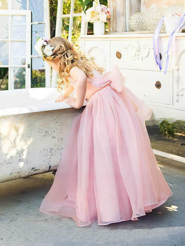 A-line Scoop Neck Organza Prettiest Flower Girl Dresses with Floor-length Sashes/Ribbons
