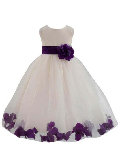 Newest Flower Girl Dresses - Ball Gown Scoop Neck Tulle Floor-length with Sashes / Ribbons