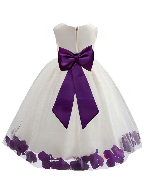 Newest Flower Girl Dresses - Ball Gown Scoop Neck Tulle Floor-length with Sashes / Ribbons