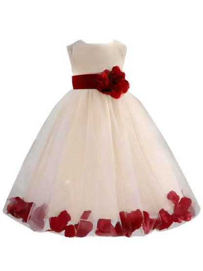 Newest Flower Girl Dresses - Ball Gown Scoop Neck Tulle Floor-length with Sashes / Ribbons