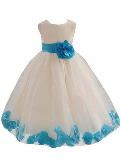 Newest Flower Girl Dresses - Ball Gown Scoop Neck Tulle Floor-length with Sashes / Ribbons