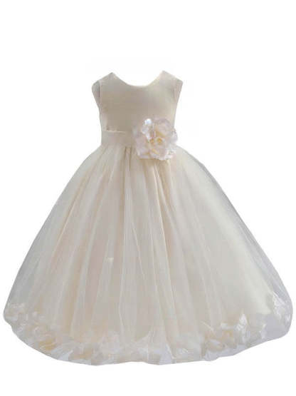 Newest Flower Girl Dresses - Ball Gown Scoop Neck Tulle Floor-length with Sashes / Ribbons