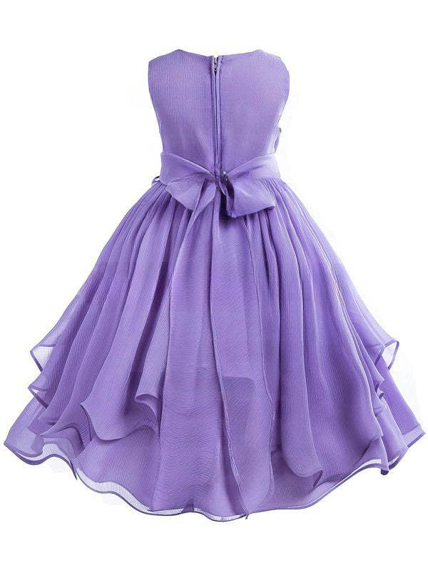 Cheap Flower Girl Dresses - A-line Scoop Neck Chiffon Floor-length Sashes / Ribbons