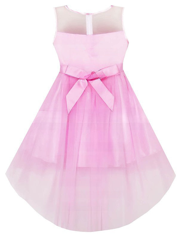 Unusual A-Line Scoop Neck Tulle Bow Asymmetrical Flower Girl Dresses