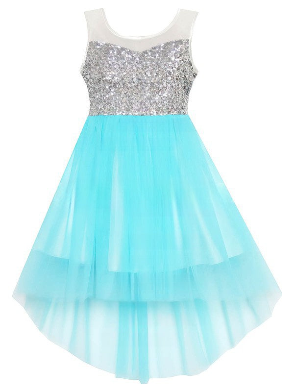 Unusual A-Line Scoop Neck Tulle Bow Asymmetrical Flower Girl Dresses