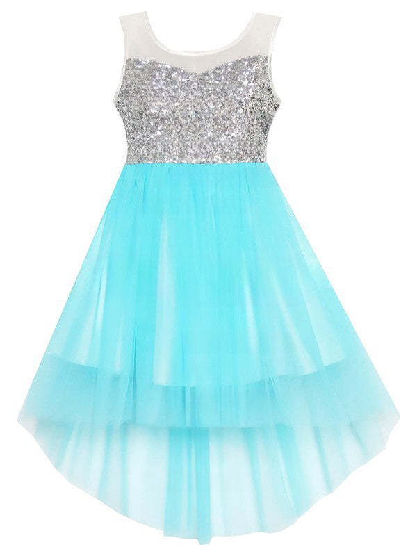 Unusual A-Line Scoop Neck Tulle Bow Asymmetrical Flower Girl Dresses