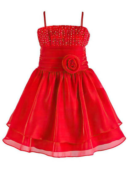 Original A-line Square Neckline Organza Beading Knee-length Flower Girl Dresses