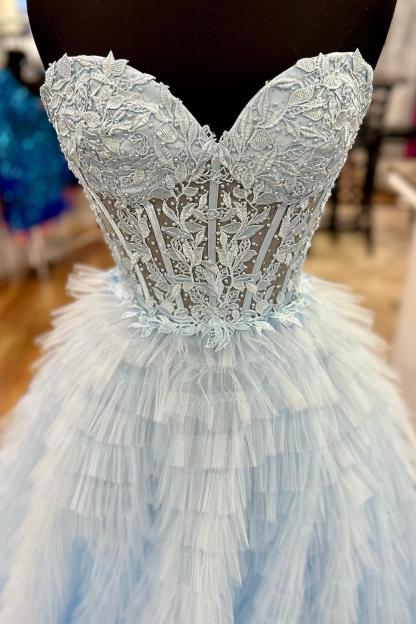 Elegant Sweetheart Corset Pink Prom Dress with Appliques in A-Line Style