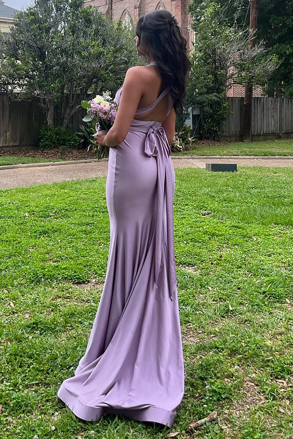 Elegant Light Blue Satin Mermaid Prom Dress with Halter Neckline and Backless Design