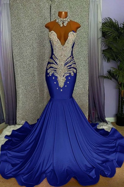 Pink Sleeveless Beading Mermaid Evening Dress