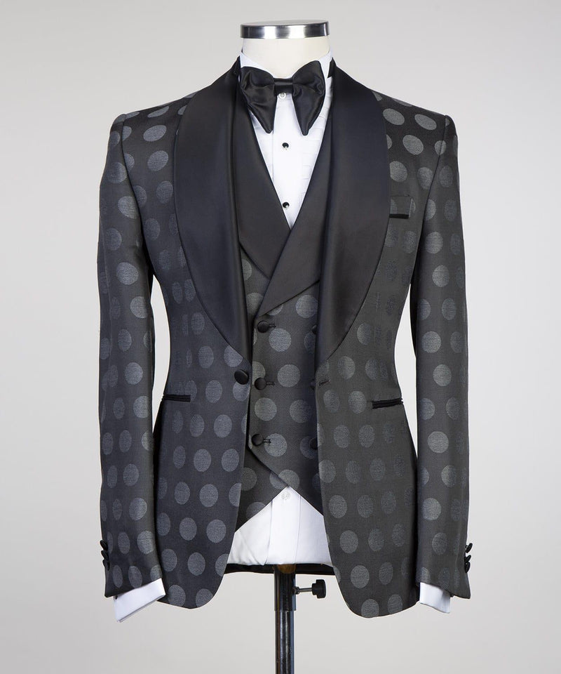 Black Fashion Pattern Best-Fitted Shawl Lapel One-Button Men's Suits