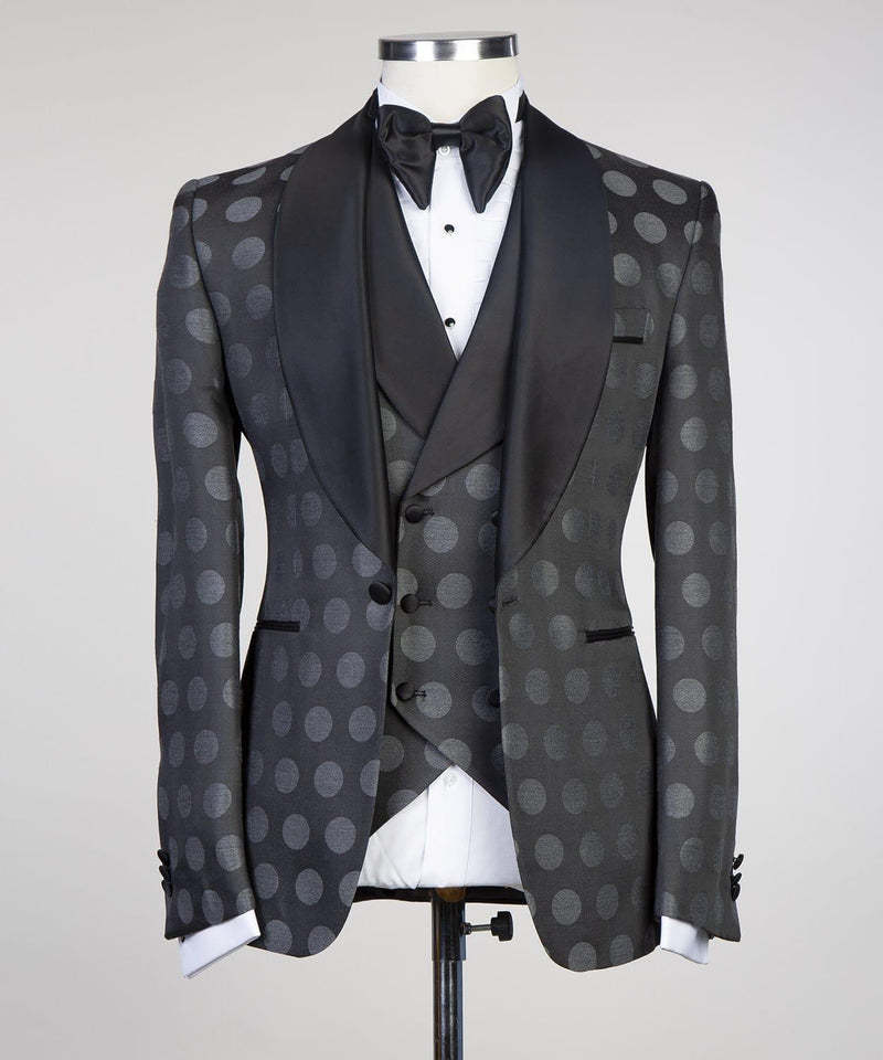 Black Fashion Pattern Best-Fitted Shawl Lapel One-Button Men's Suits