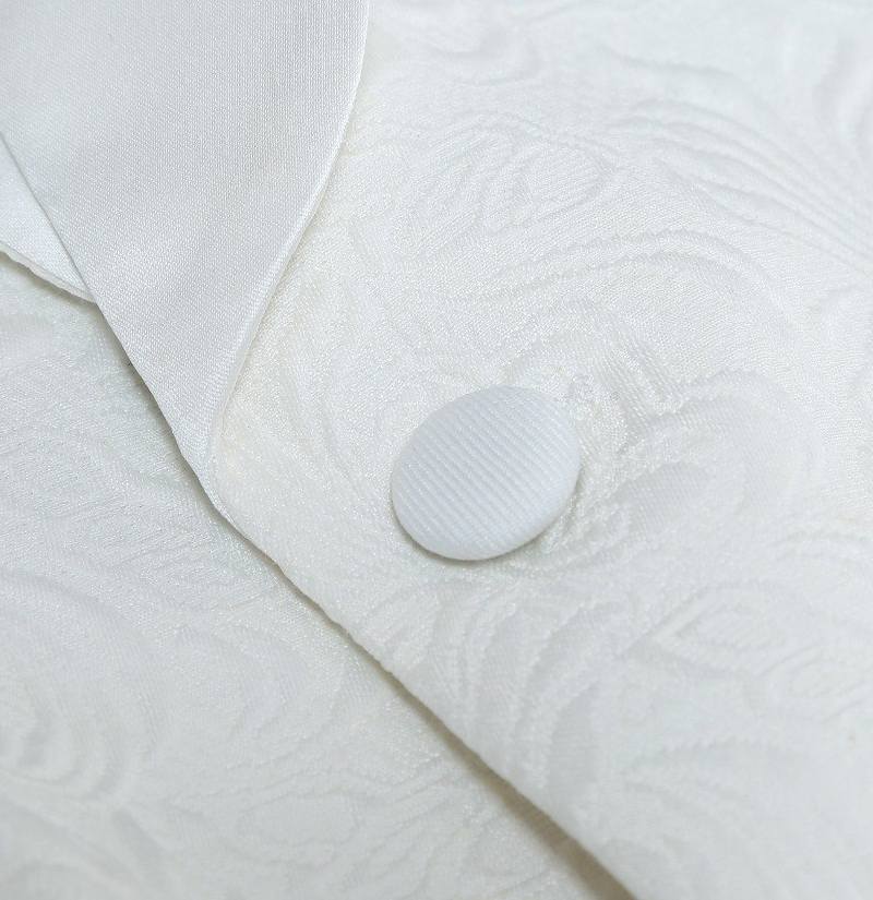 Elegant Two-Piece Shawl Lapel White Jacquard Wedding Groom Suits