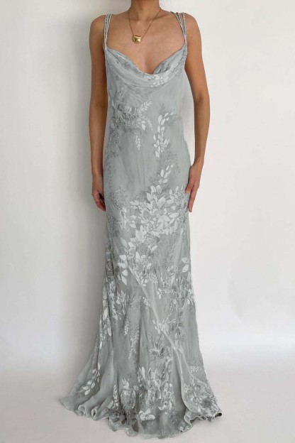 Spaghetti Strap Sleeveless Long Mermaid Formal Dress With Appliques