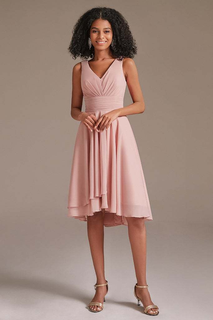 Sleeveless Dusty Pink Short Bridesmaid Dress