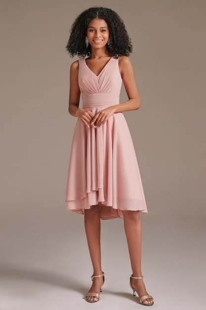 Sleeveless Dusty Pink Short Bridesmaid Dress
