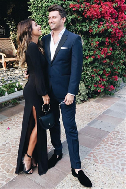 Navy Blue Bespoke Party Prom Suit for Boy with Notch Lapel