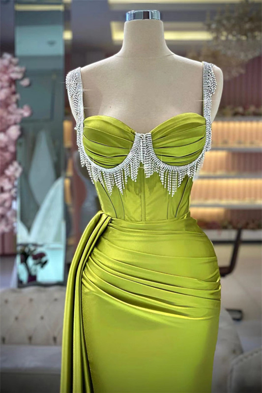 Gorgeous Straps Sleeveless Long Mermaid Evening Dress With Tassels