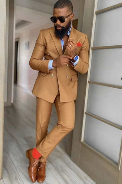 Fashion Best-Fitted Peaked Lapel with Double-Breasted Suits for Wedding Party