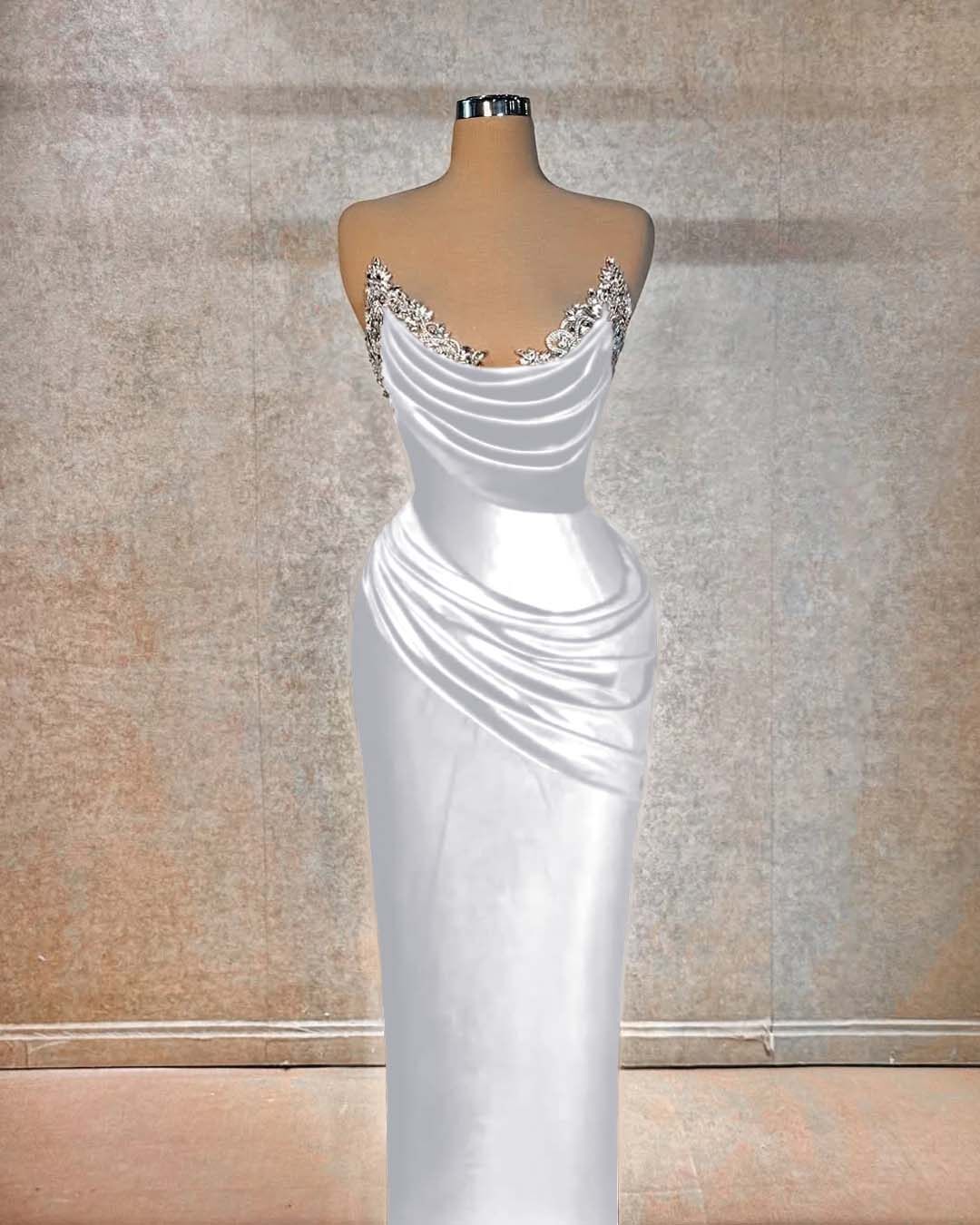 Chic Strapless Sleeveless Long Formal Dress With Beading Pleated