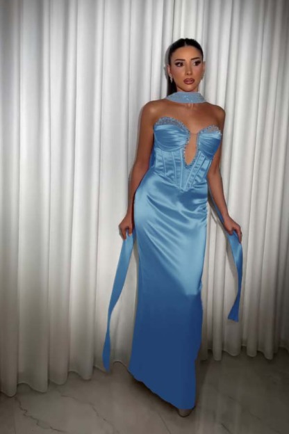 Strapless Sleeveless Long Mermaid Formal Dress With Pleated Beading