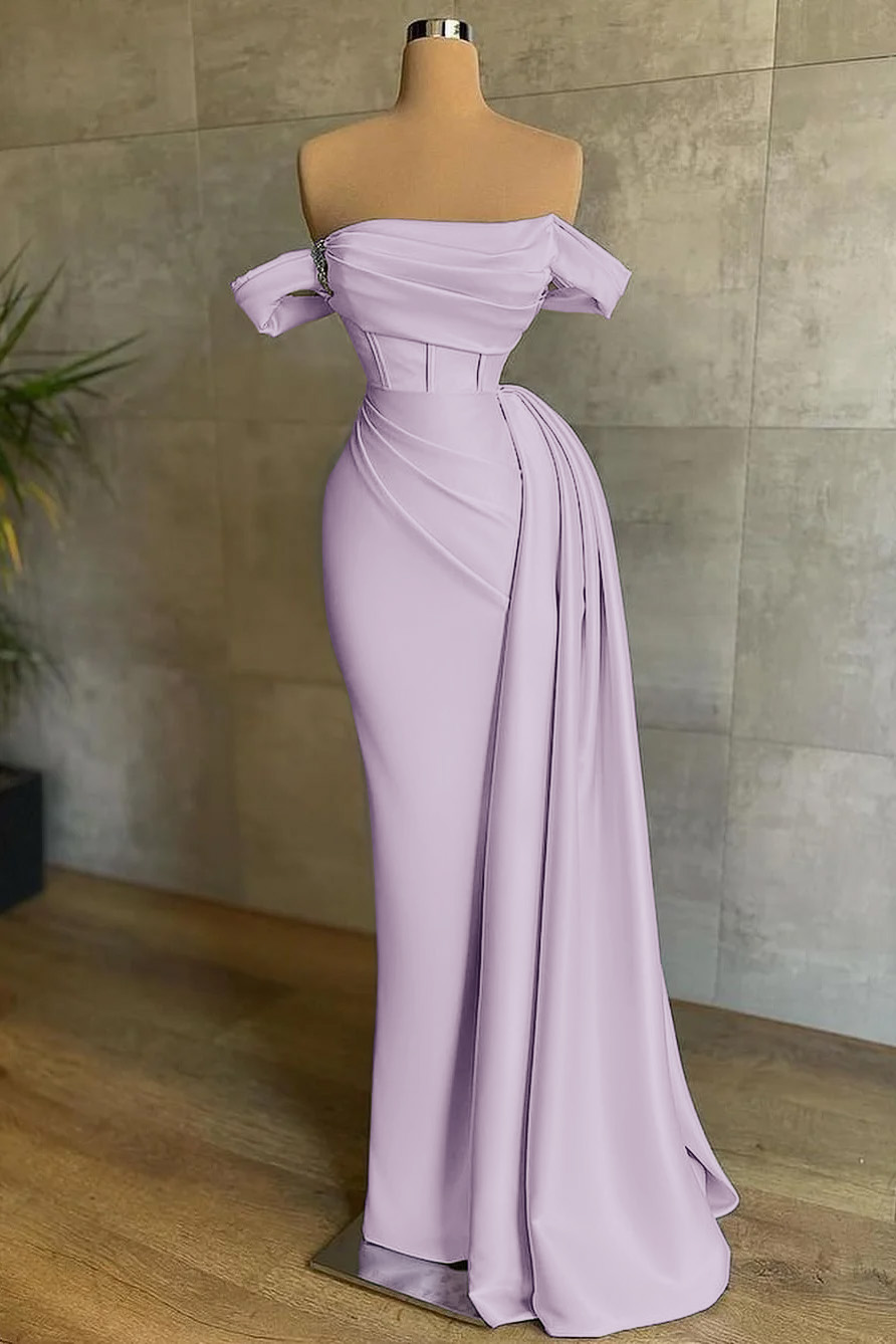 Stunning White Strapless Mermaid Pleated Long Formal Dress Off the Shoulder