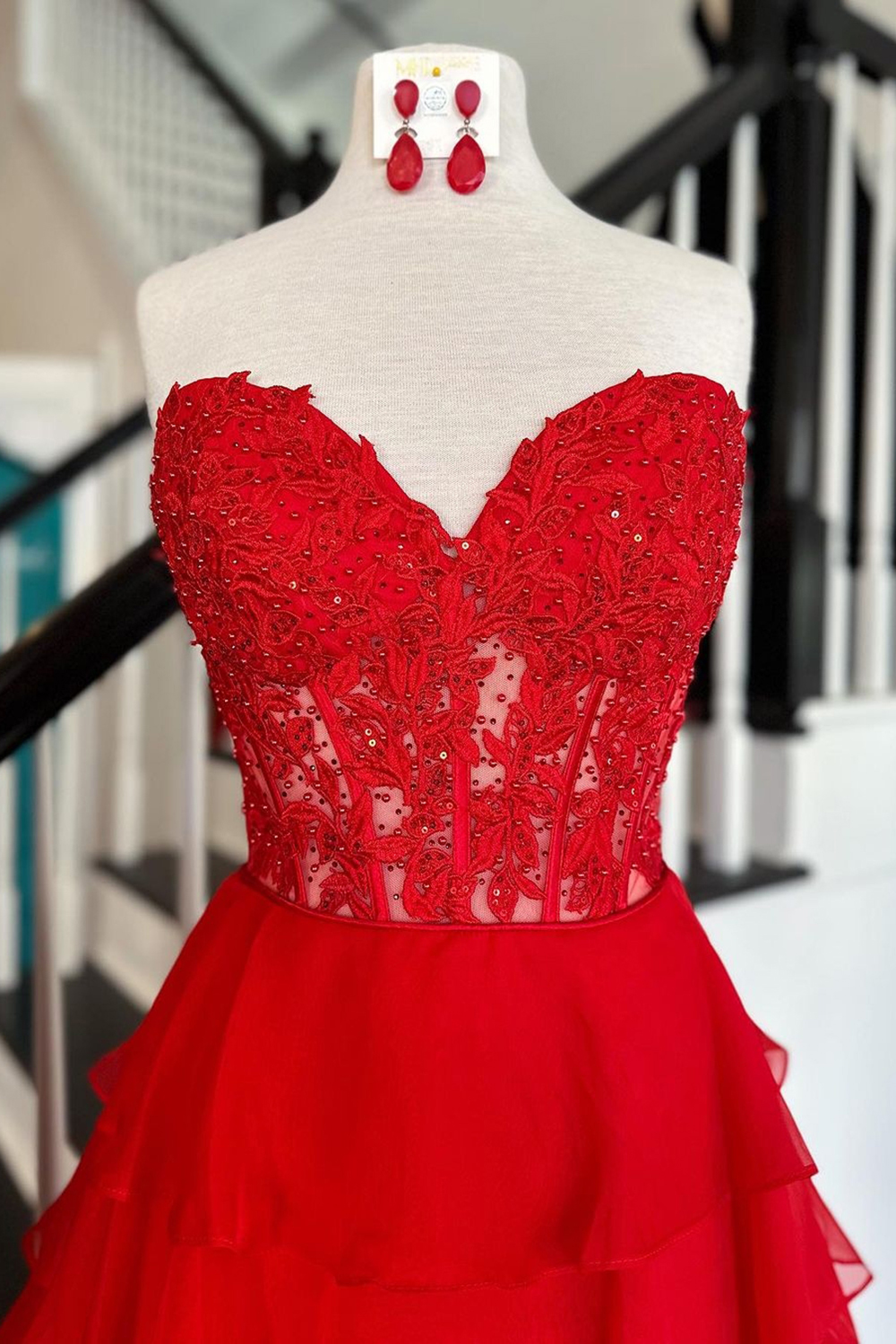 Long Chiffon Prom Dress in Pink with A-Line Corset and Tiered Slit