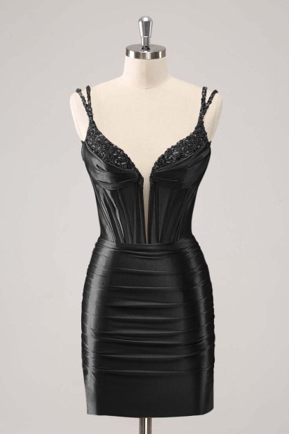 Black Sequins Short Mini cocktail Dress