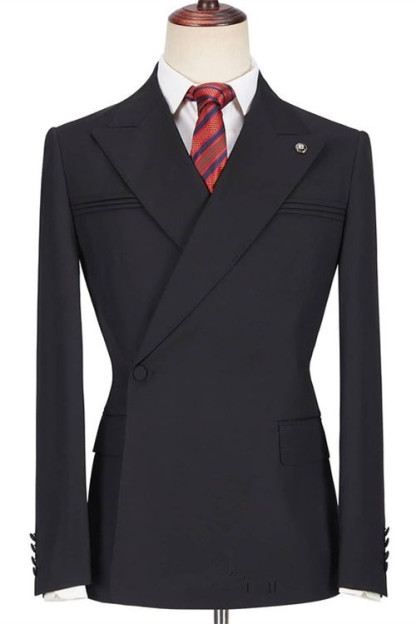 Fashion Slim Fit Black Peaked Lapel Men's Suits for Prom