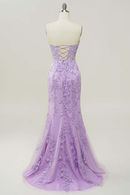 Sweetheart Neck Mermaid Prom Dress in Sky Blue with Appliques