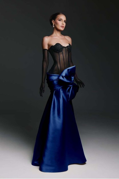 Strapless Sweetheart Sleeveless Long Mermaid Formal Dress With Gloves